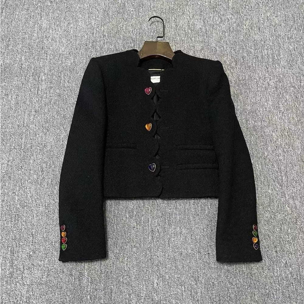 Authentic Saint Laurent Black Jacket with Gold Accents
